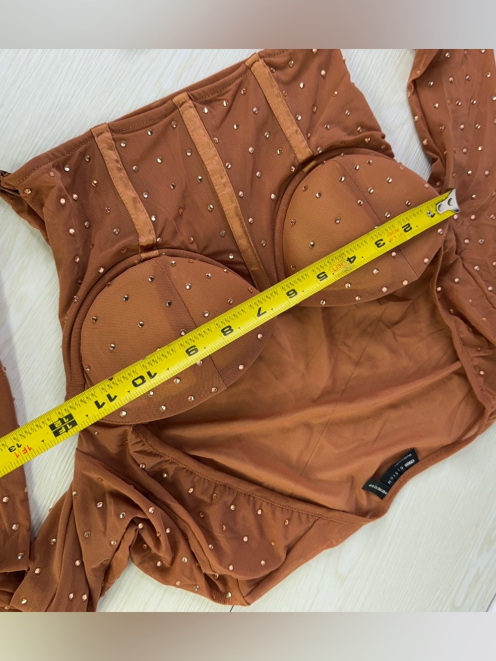ASOS DESIGN hotfix crystal stud bust cup corset top size 4 - Picture 5 of 7